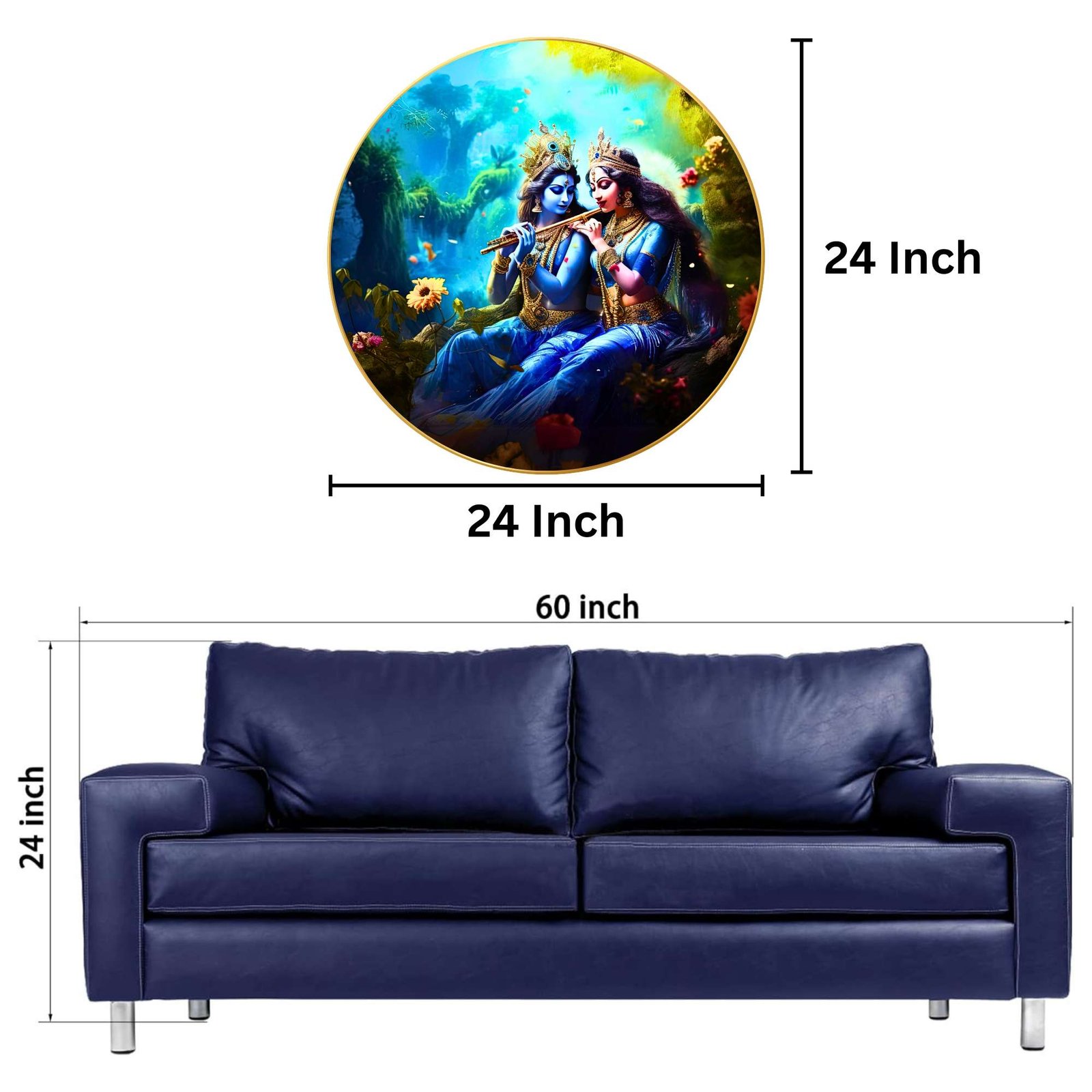 Wall Painting for Wall Decoration with Frame Sparkle Glossy Round Golden Framed Large Painting Office, Living Room, Bedroom, Home Decoration - Image 2