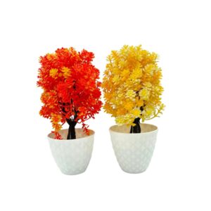 Flowers Artificial Wild Plant with Pot Showcase Decoration Plants Flowers | Fake Plant | Artificial Plants for Home Decor Office Gifting Plants Decorative (Pack Of 2) (RV-AP16)