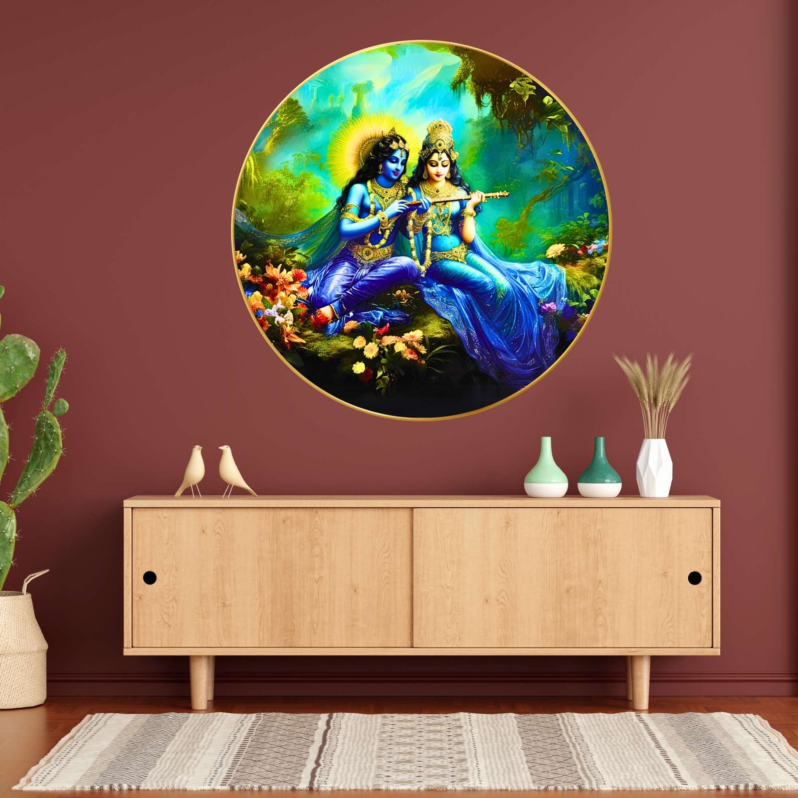 Wall Painting for Wall Decoration with Frame Sparkle Glossy Round Golden Framed Large Painting Office, Living Room, Bedroom, Home Decoration - Image 2