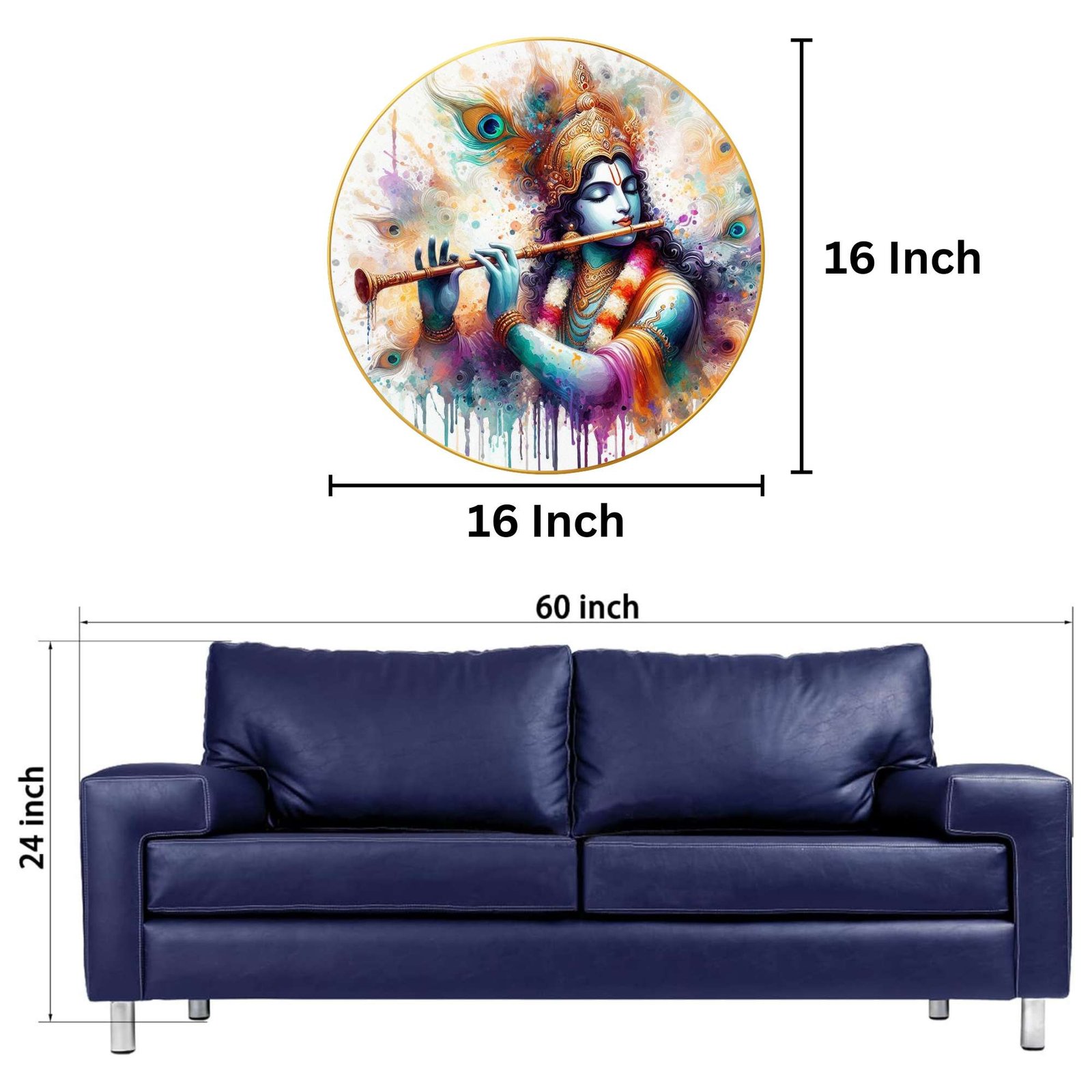 Wall Painting for Wall Decoration with Frame Sparkle Glossy Round Golden Framed Large Painting Office, Living Room, Bedroom, Home Decoration - Image 4