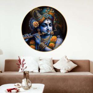 Wall Painting for Wall Decoration with Frame Sparkle Glossy Round Golden Framed Large Painting Office, Living Room, Bedroom, Home Decoration