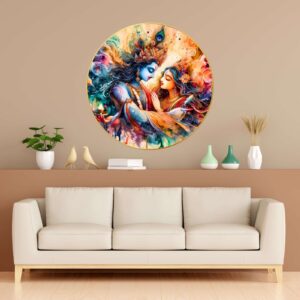 Wall Painting for Wall Decoration with Frame Sparkle Glossy Round Golden Framed Large Painting Office, Living Room, Bedroom, Home Decoration
