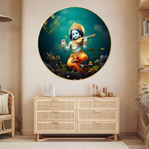 Wall Painting for Wall Decoration with Frame Sparkle Glossy Round Golden Framed Large Painting Office, Living Room, Bedroom, Home Decoration