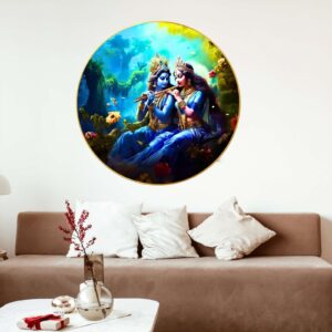 Wall Painting for Wall Decoration with Frame Sparkle Glossy Round Golden Framed Large Painting Office, Living Room, Bedroom, Home Decoration