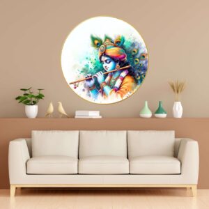 Wall Painting for Wall Decoration with Frame Sparkle Glossy Round Golden Framed Large Painting Office, Living Room, Bedroom, Home Decoration